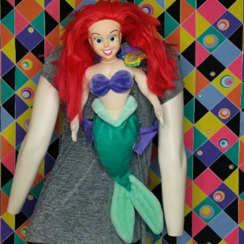 Rare Vintage Ariel Plush Backpack The Little Mermaid Disney 90s
